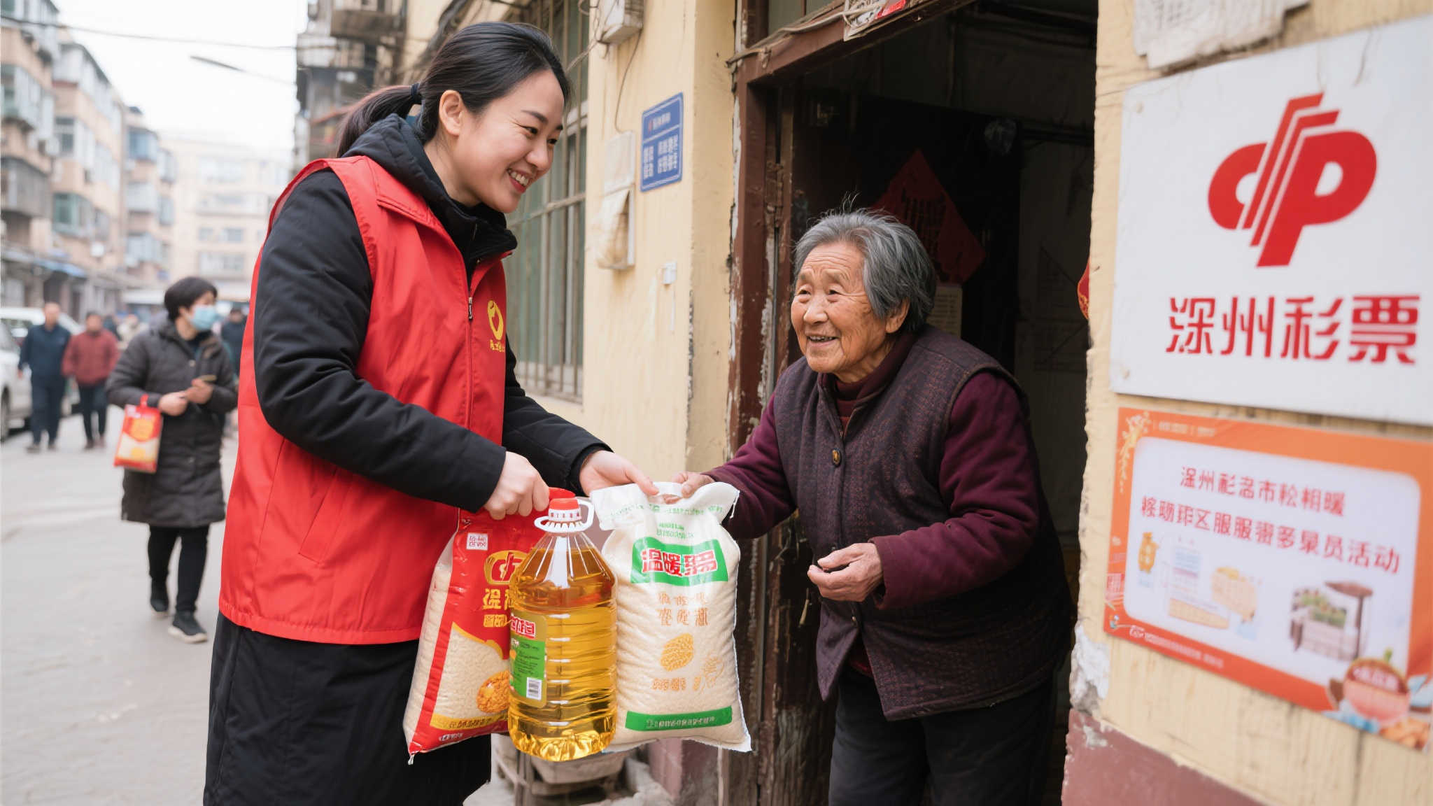 活动中，石家庄福彩工作人员深入社区，走访