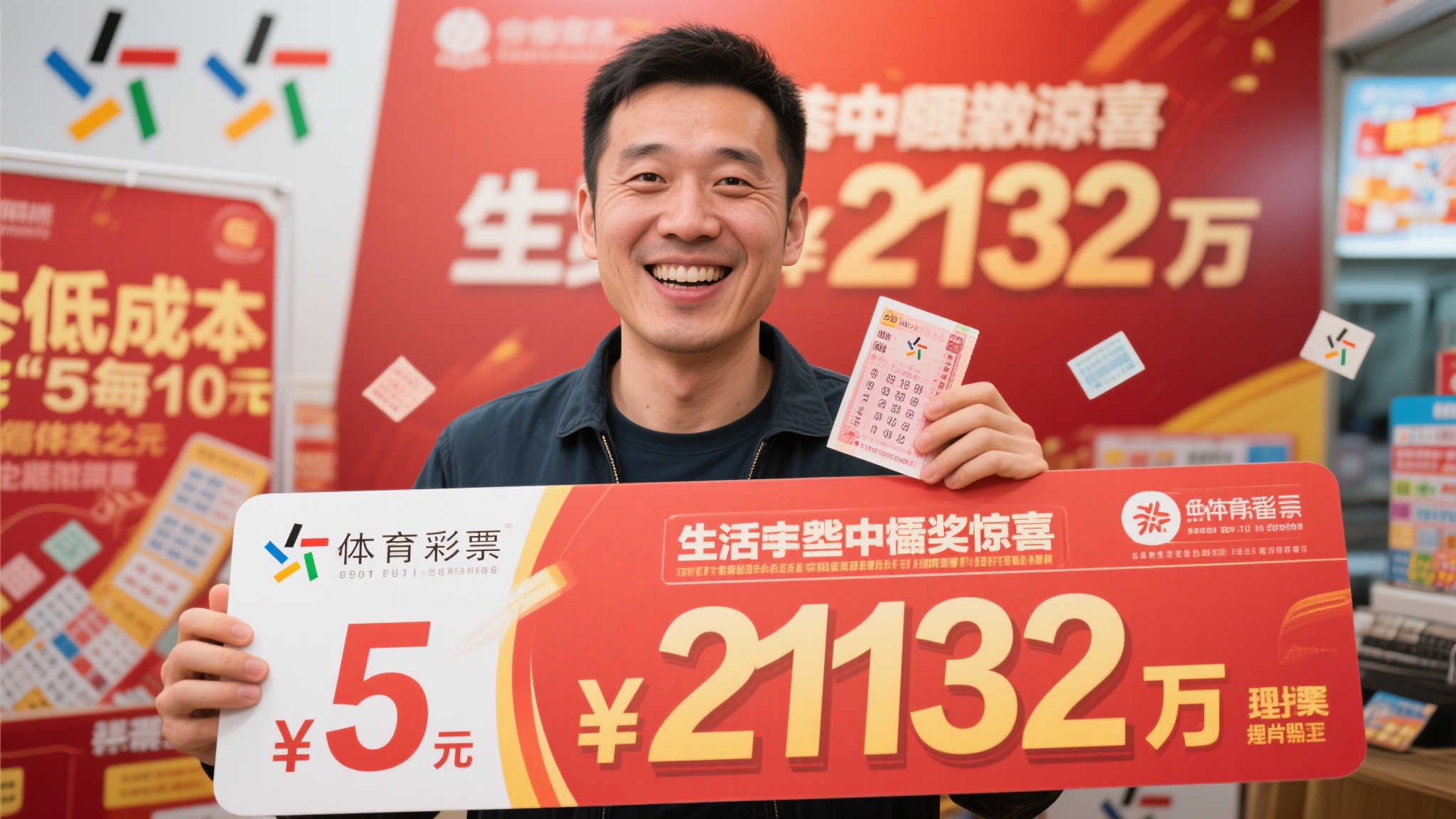 男子仅花5元喜中体彩2132万 投注习惯从不超过10元