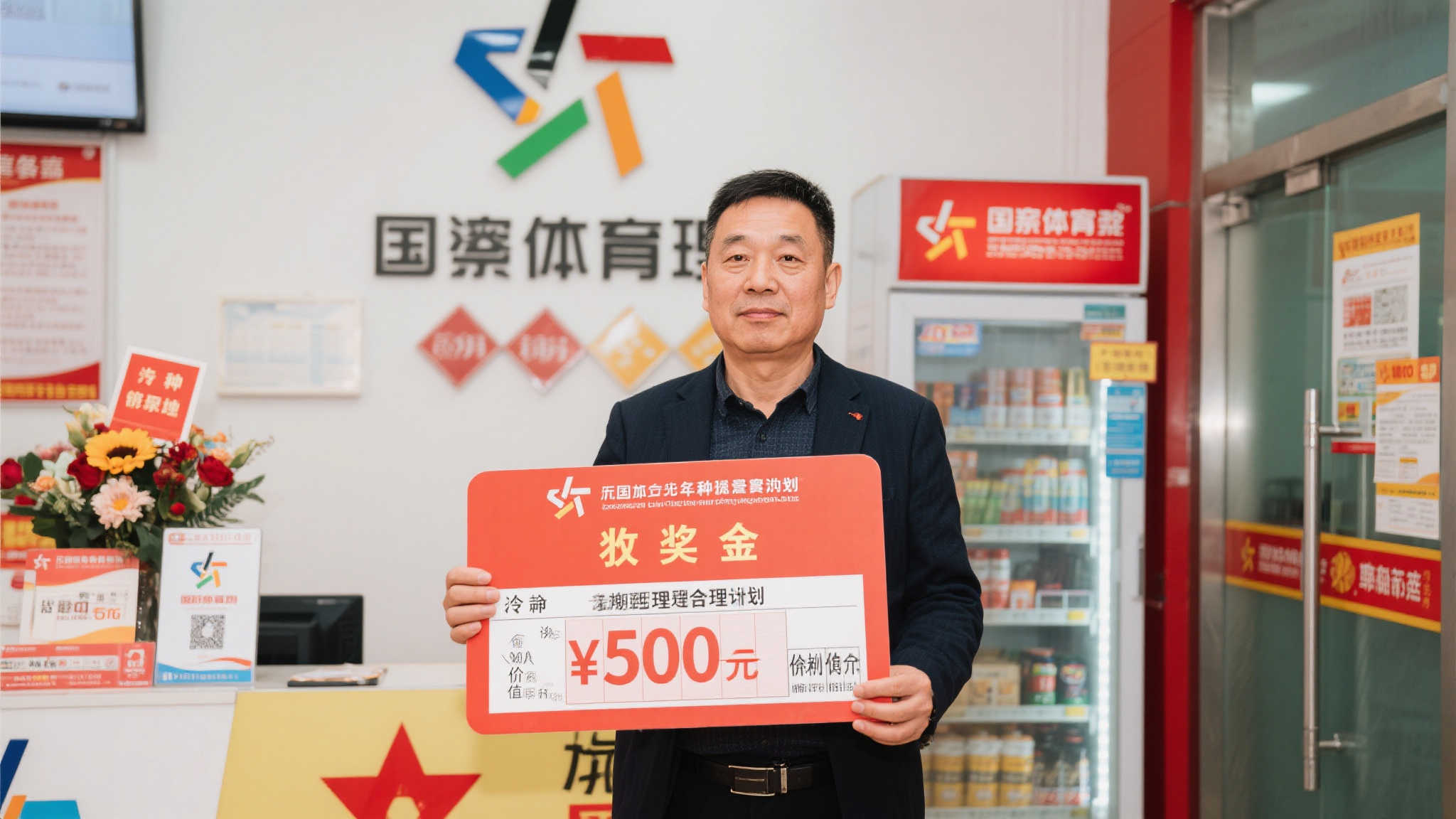 值得一提的是，他在兑奖时表现得异常淡定。